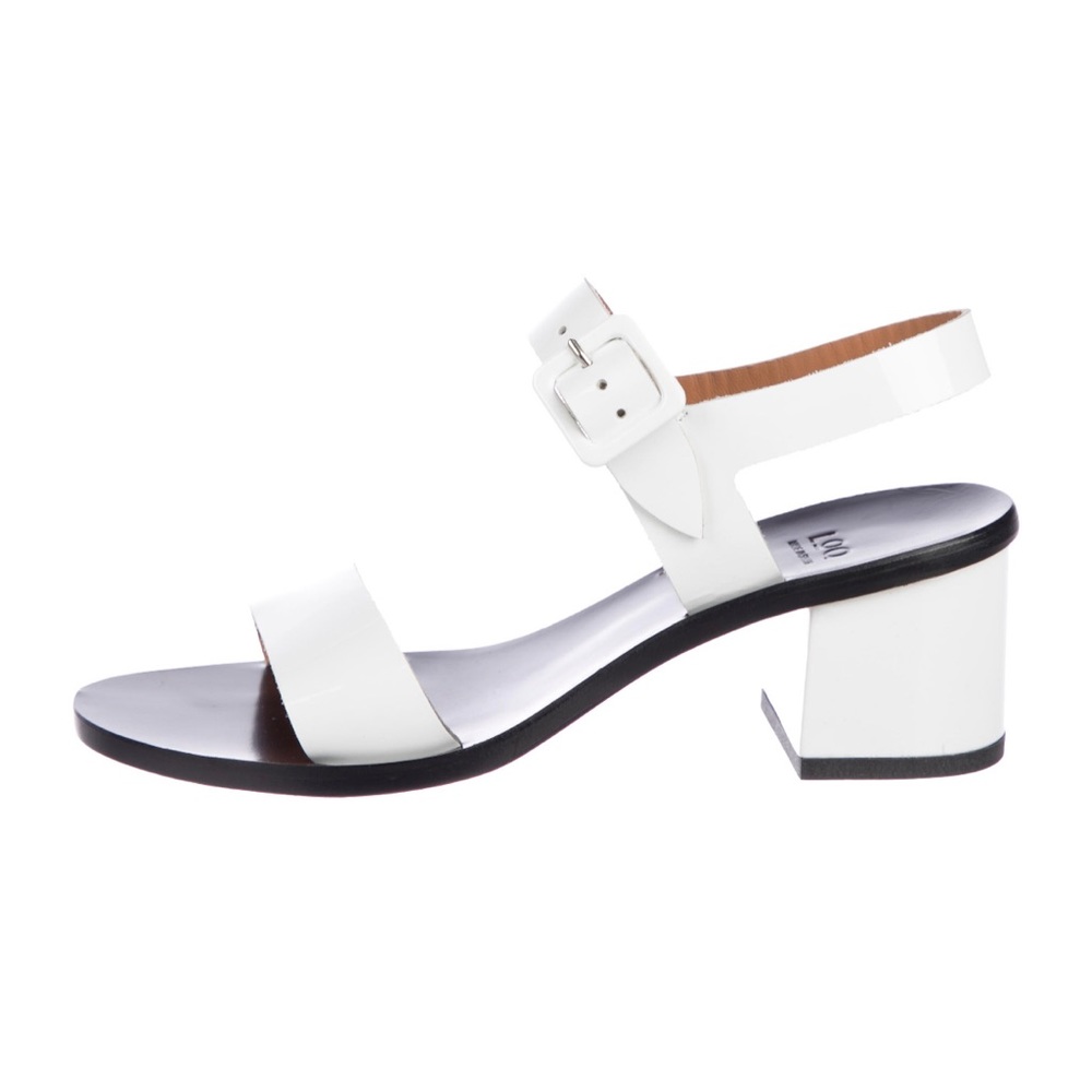 LOQ Patent Leather White Sandals